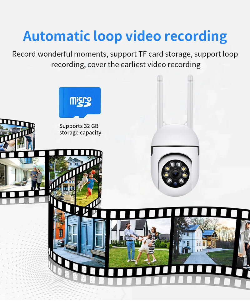 Câmera de vigilância de segurança sem fio IP Wi-Fi de 8 MP PTZ Câmeras com zoom de 4X Rastreamento Áudio bidirecional Câmera colorida noturna HD