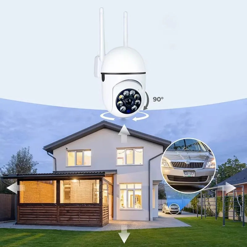 Câmera de vigilância de segurança sem fio IP Wi-Fi de 8 MP PTZ Câmeras com zoom de 4X Rastreamento Áudio bidirecional Câmera colorida noturna HD